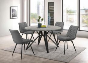 CoasterEveryday 193801-S5 Neil - 5 Piece Round Dining Table Set Concrete - Gunmetal