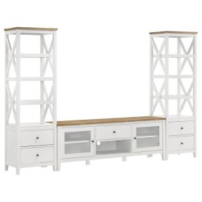 Coaster Fine Furniture 708253-SET Hollis - 3 Piece TV Stand Entertainment Center - White