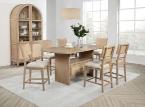 Coaster Fine Furniture 109388-S7 Kailani - 7 Piece Wood Counter Height Dining Set - Beige Oak