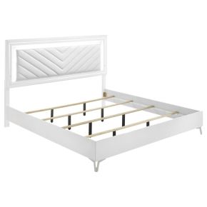 Coaster Fine Furniture 215791KE Cassia - Eastern King LED Panel Bed - White High Gloss