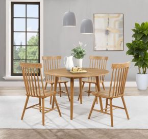 Coaster Fine Furniture 122500-S5 Andrews - 5 Piece Round Wood Dining Room Table Set - Light Ash