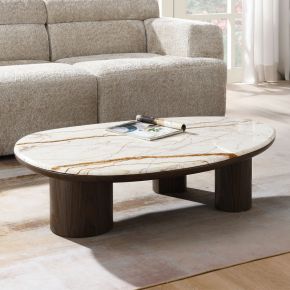 ACME LV04565 Haidar - Coffee Table With Marble Top - Natural / Brown