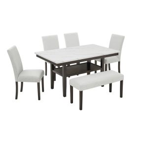 New Classic 40-D422-D4CB New Classic 40-D422-D4CB Carissa - Rectangle Dining Table With 4 Chairs & 1 Bench - White