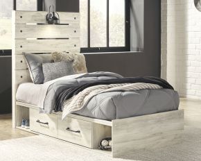 Signature Design by Ashley® B192/53/52/50(2)/B100-11 Cambeck - Whitewash - Twin Panel Bed With 4 Storage Drawers
