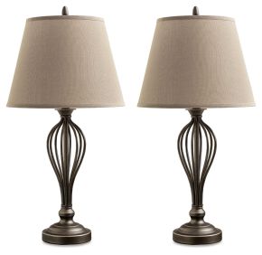Signature Design by Ashley® L204544 Ornawell - Antique Bronze Finish - Metal Table Lamp (Set of 2)