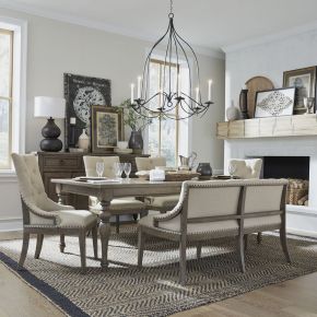 Liberty Furniture 615-DR-6LTS Americana Farmhouse - 6 Piece Leg Table Set - Light Brown