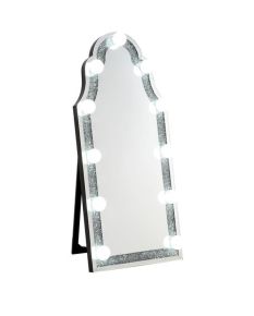 ACME 97986 Noralie - Hollywood Floor Mirror - Mirrored & Faux Diamonds