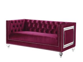 ACME LV01401 Heibero - Loveseat With 2 Pillows (Same 56896) - Burgundy Velvet
