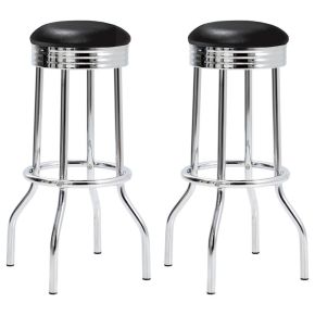 CoasterEveryday 2408 Retro - Upholstered Metal Swivel Bar Stool (Set of 2) - Black