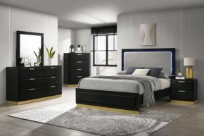 Coaster Fine Furniture 224781KW-S5 Caraway - 5 Piece California King Bedroom Set - Black