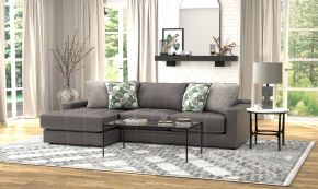 Jackson 5045/73/75-28 Jackson 5045/73/75-28 Minori - Italian Leather 2 Piece Sofa / Chaise With LSF Chaise - Steel