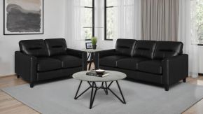 Coaster Fine Furniture 504664-S2 Scotland - 2 Piece Faux Leather Upholstered Sofa Set - Black