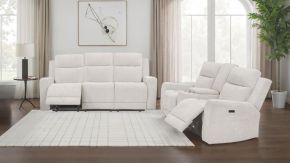 Coaster Fine Furniture 610151P-S2 Kennett - 2-Piece Chenille Power Reclining Sofa Set - Ivory
