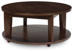 Signature Design by Ashley® T657-8 Korestone 2 - Round Cocktail Table - Dark Brown