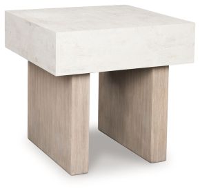 Signature Design by Ashley® T622-2 Jorlaina - Square End Table With Faux Cement Top - Light Grayish Brown