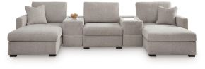 Benchcraft® 68605S38 Benchcraft® 68605S38 ModMax Luxe - 5-Piece Double Chaise Sectional With Storage Consoles - Flint