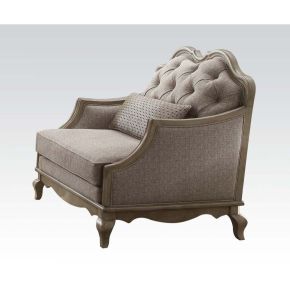 ACME 56052 Chelmsford - Chair With Pillow - Beige Fabric & Antique Taupe