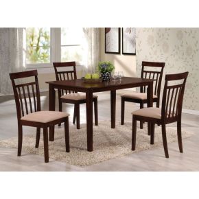 ACME 70325 Samuel - 5 Piece Dining Set - Beige Microfiber &Espresso