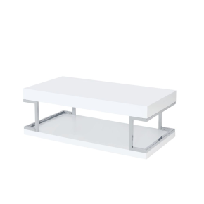 ACME 83125 Aspers Coffee Table - White High Gloss & Chrome
