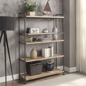 ACME AC00758 Brantley - 65" Bookshelf - Oak & Sandy Black