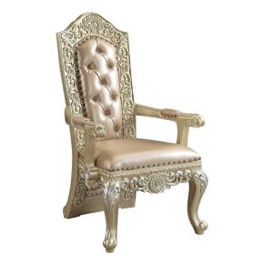 ACME DN00469 Vatican - Arm Chair (Set of 2) - Synthetic Leather & Champagne Silver