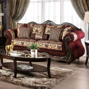 Furniture of America SM6433-SF Matteo - Sofa - Burgundy / Brown