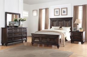 New Classic 00-2264-24N Sevilla - 6/0 Western King 4 Piece Bedroom Set (Bed & Dresser & Mirror & Nightstand) - Dark Brown