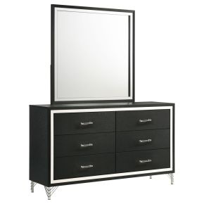 Coaster Fine Furniture 224993M Lucia - 6-Drawer Dresser And Mirror - Black