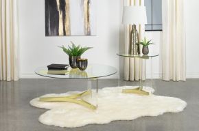 Coaster Fine Furniture 710068-S2 Janessa - 2 Piece Acrylic Coffee And End Table Set - Matte Brass