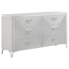 Coaster Fine Furniture 215793 Cassia - 6-Drawer Bedroom Dresser Cabinet - White High Gloss