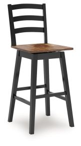 Signature Design by Ashley® D634-230 Wildenauer - Tall Swivel Barstool (Set of 2) - Brown / Black