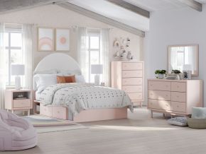 Signature Design by Ashley® B1323/221/36/87/84/150/B100-12 Wistenpine - 6 Pc. - Full Upholstered Panel Bed With Side Storage - Blush