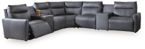Benchcraft® U14001S8 ModZ - 7-Piece Power Reclining Sectional With Audio Consoles - Blue