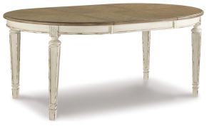 Signature Design by Ashley® D743-35 Realyn - Oval Dining Room Extension Table - Chipped White