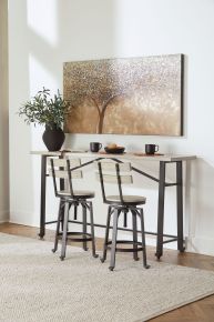 Signature Design by Ashley® D336/52/124(2) Karisslyn - Whitewash / Black - 3 Pc. - Long Counter Table, 2 Bar Stools