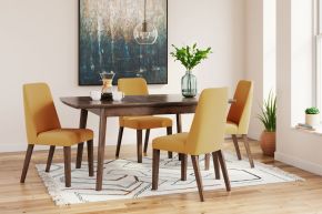 Signature Design by Ashley® D615/35/04(4) Lyncott - Brown / Yellow - 5 Pc. - Butterfly Extension Table, 4 Side Chairs