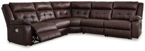 Signature Design by Ashley® 42702S7 Punch Up - Walnut - 5-Piece Power Reclining Sectional