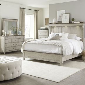 Liberty Furniture 457-BR-QMTDMC Ivy Hollow - 4 Piece Bedroom Set (Queen Mantle Bed, Dresser & Mirror, Chest) - White