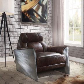 ACME 59715 Brancaster - Accent Chair - Espresso Top Grain Leather & Aluminum