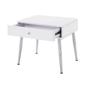 ACME 87152 Weizor - End Table - White High Gloss & Chrome