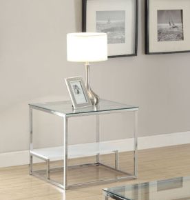 ACME 80432 Ruben - End Table - Chrome & Clear Glass