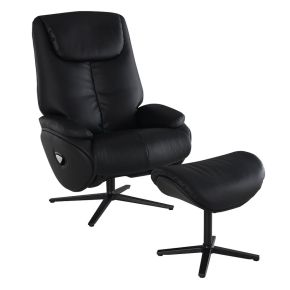 ACME AC02992 Labonita - Motion Accent Chair With Swivel & Ottoman - Black Top Grain Leather & Black