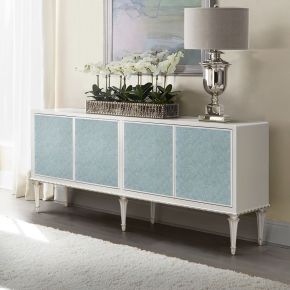 ACME AC02506 Ansaldo - Console Cabinet - Pearl White & Silver Shimmer