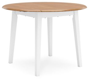 Signature Design by Ashley® D398-15 Gesthaven - Round Dining Room Drop Leaf Table - Natural / White