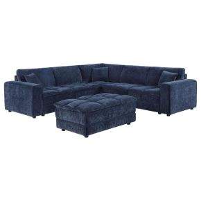 Coaster Fine Furniture 551821-SET Atlantic - 6 Piece Upholstered Modular Sectional Sofa (1 RAF Chair, 1 LAF Char, 2 Armless Chairs, 1 Corner & Ottoman) - Blue
