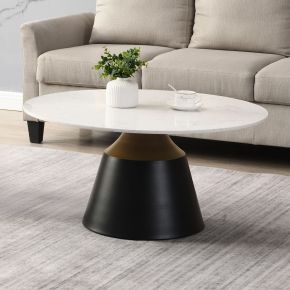 ACME LV04045 Jaramillo - Coffee Table - White Natural Marble Top & Black