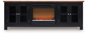 Signature Design by Ashley® W664W2 Wildenauer - 76" TV Stand With Electric Fireplace - Brown / Black