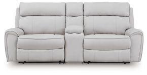 Signature Design by Ashley® PC98802S3 Social Pointe - 3-Piece Power Reclining Sectional With Storage Console - Pearl / Ash