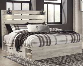 Signature Design by Ashley® B192/58/56/160/B100-14 Cambeck - Whitewash - King Panel Bed With Side Storage Drawers