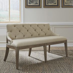 Liberty Furniture 615-C6501B Americana Farmhouse - Upholstered Shelter Dining Bench - Dusty Taupe